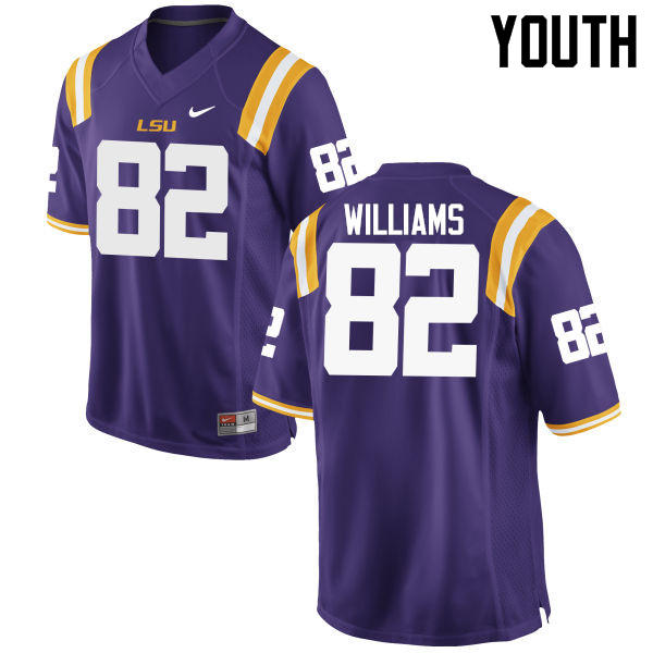 Youth LSU Tigers #82 Jalen Williams College Football Jerseys Game-Purple - Click Image to Close